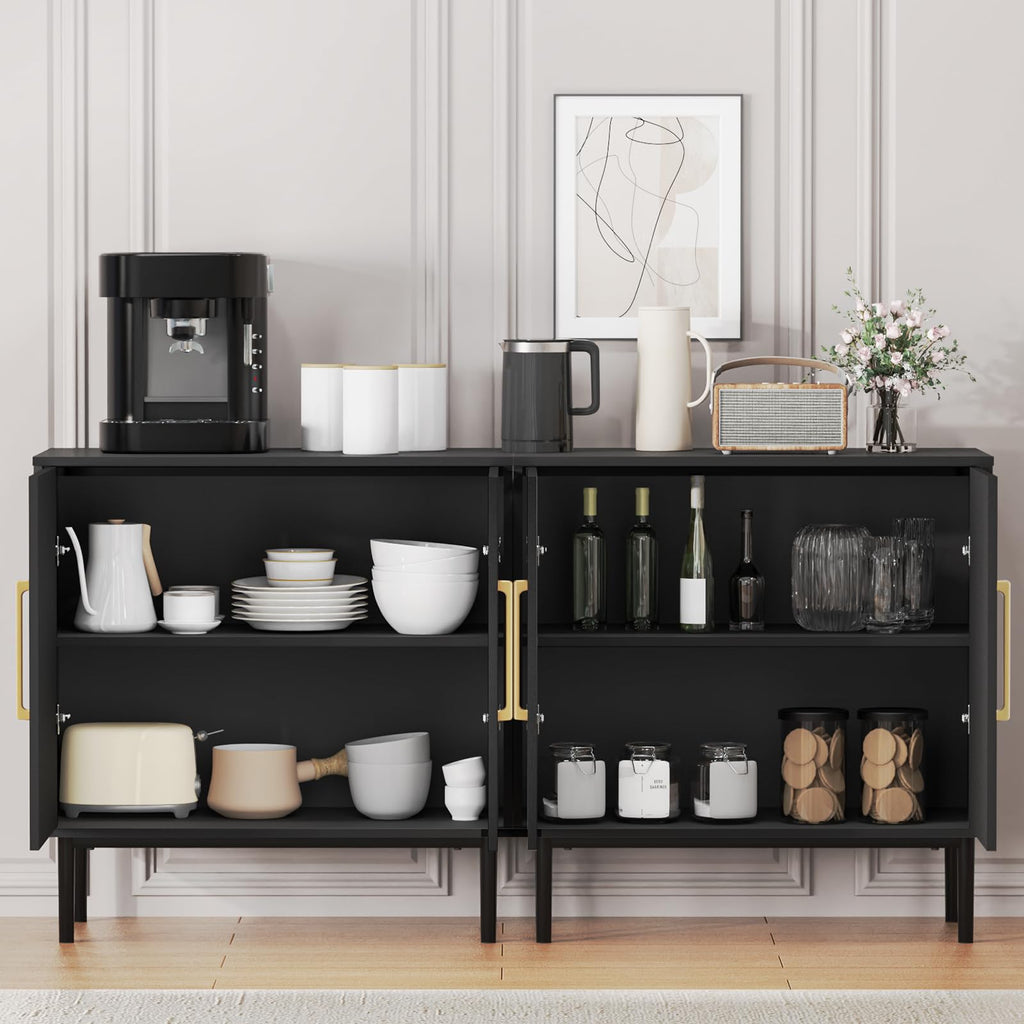 Black Storage Cabinet with Doors and Adjustable Shelf N205419