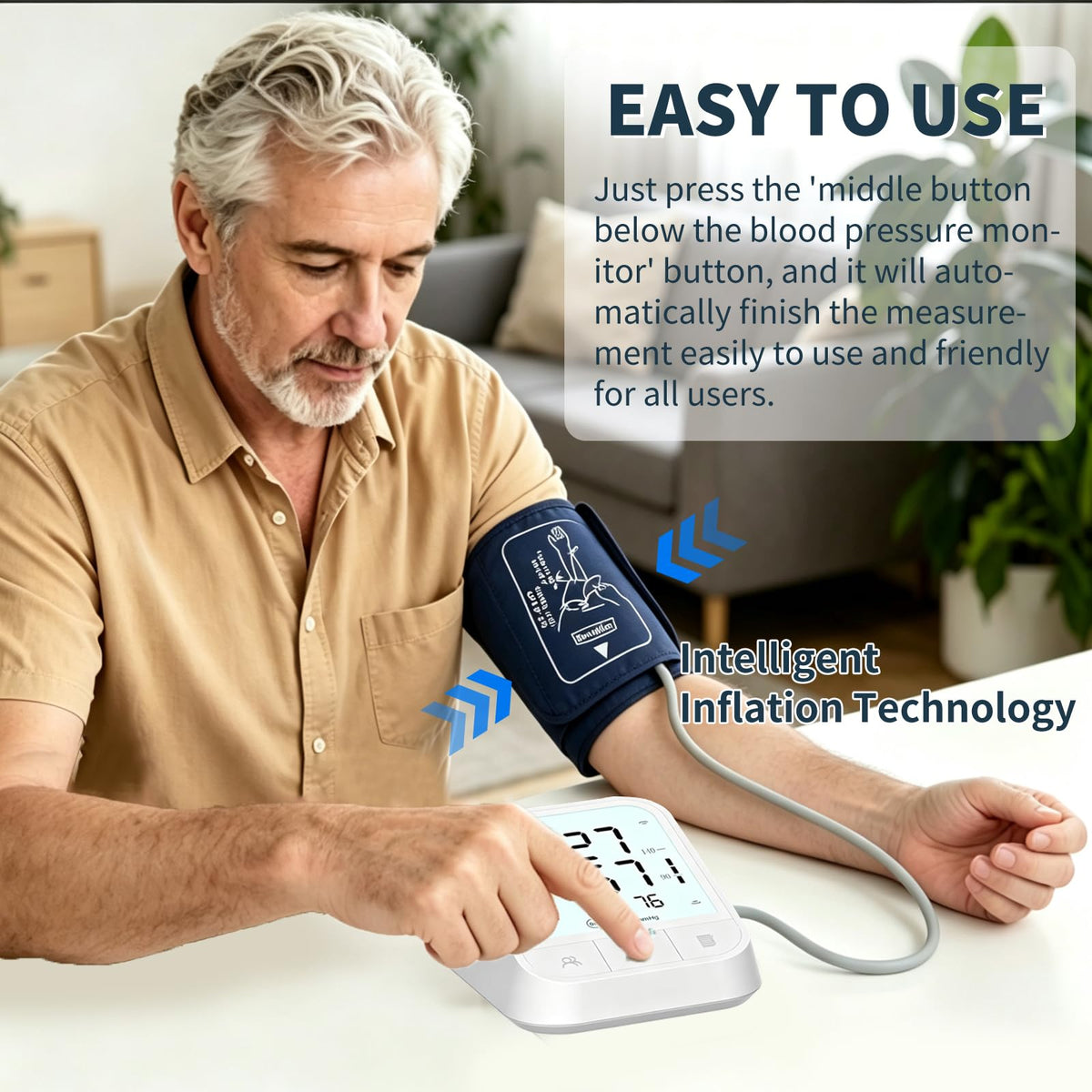 Upper Arm Blood Pressure Monitor, Automatic Digital with Voice Broadcast, Backlit LED Display, Adjustable Cuff R1994