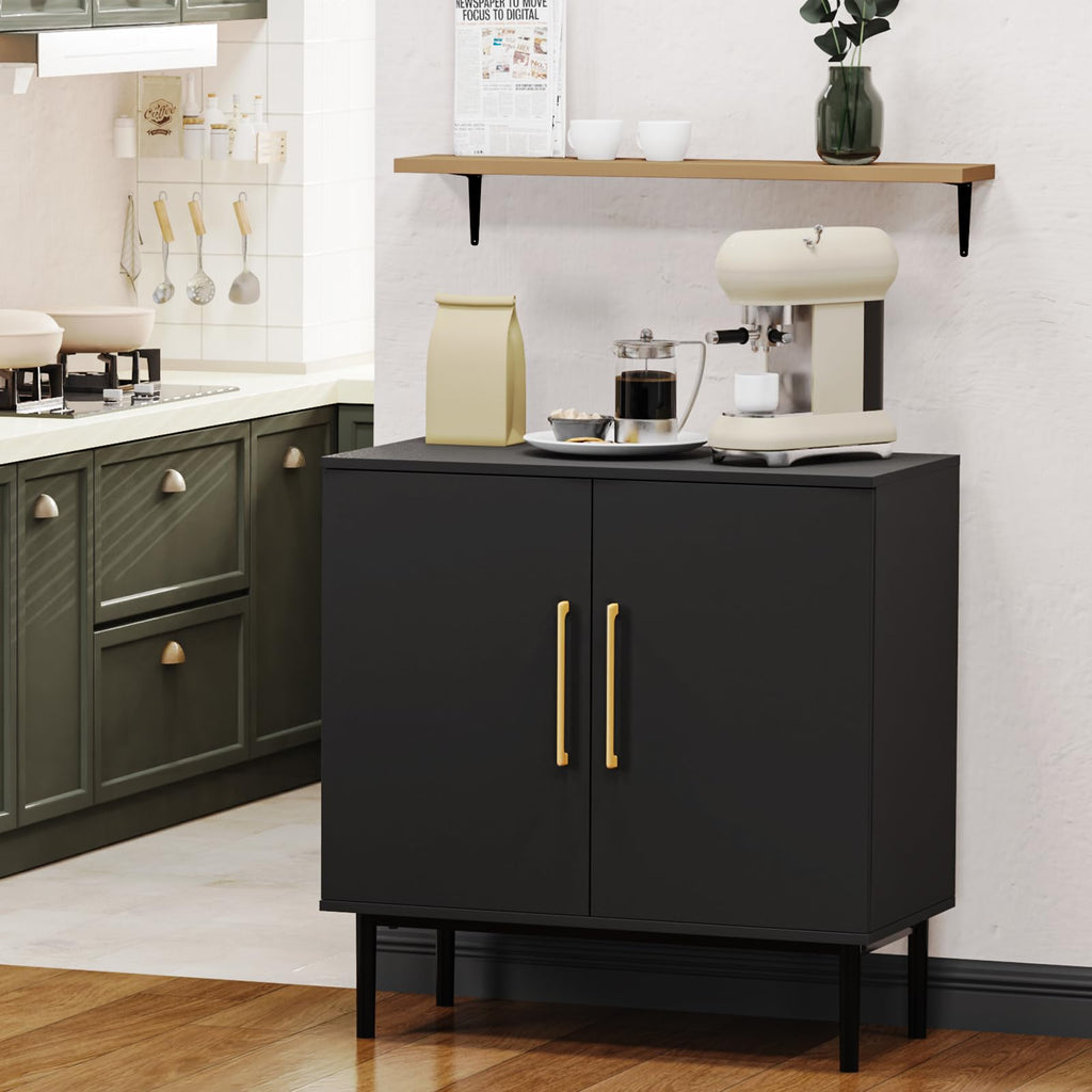 Black Storage Cabinet with Doors and Adjustable Shelf N205419