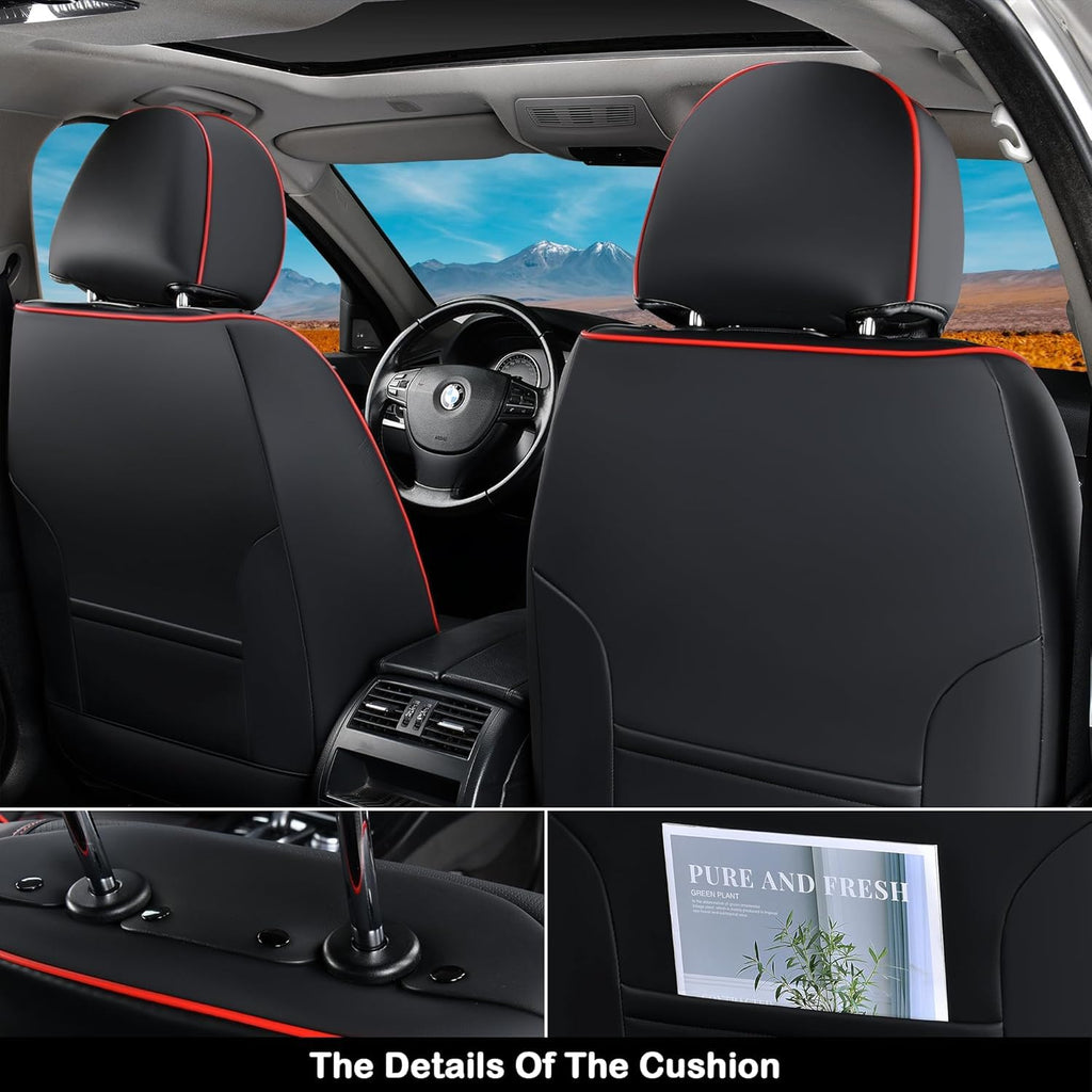 Black Nappa Leather Car Seat Covers Full Set Q6614