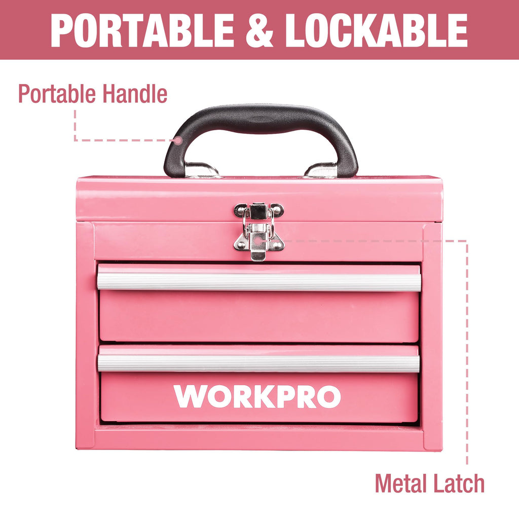 Portable Mini Metal Tool Box with 2 Drawers A28972