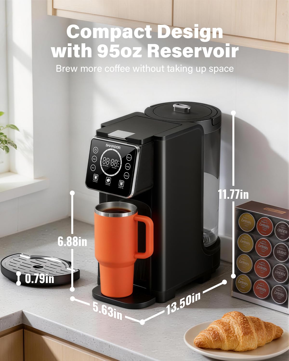 Single Serve Coffee Maker with Thermal Carafe, Matte Black U33786