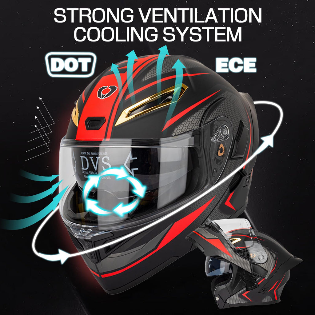 DOT Certified Flip Up Full Face Modular Motorcycle Helmet D3482