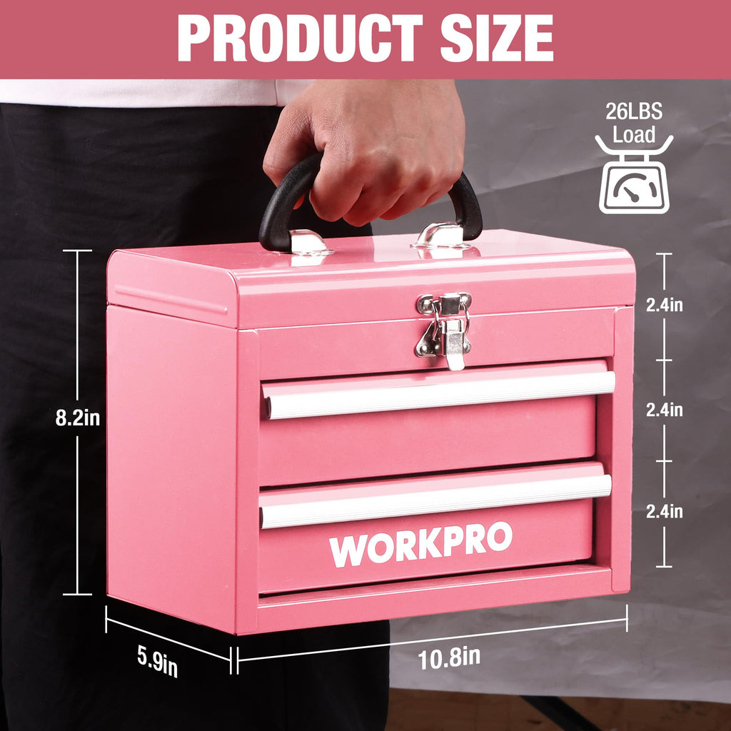 Portable Mini Metal Tool Box with 2 Drawers A28972