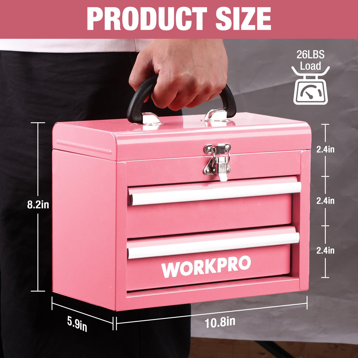 Portable Mini Metal Tool Box with 2 Drawers A28972