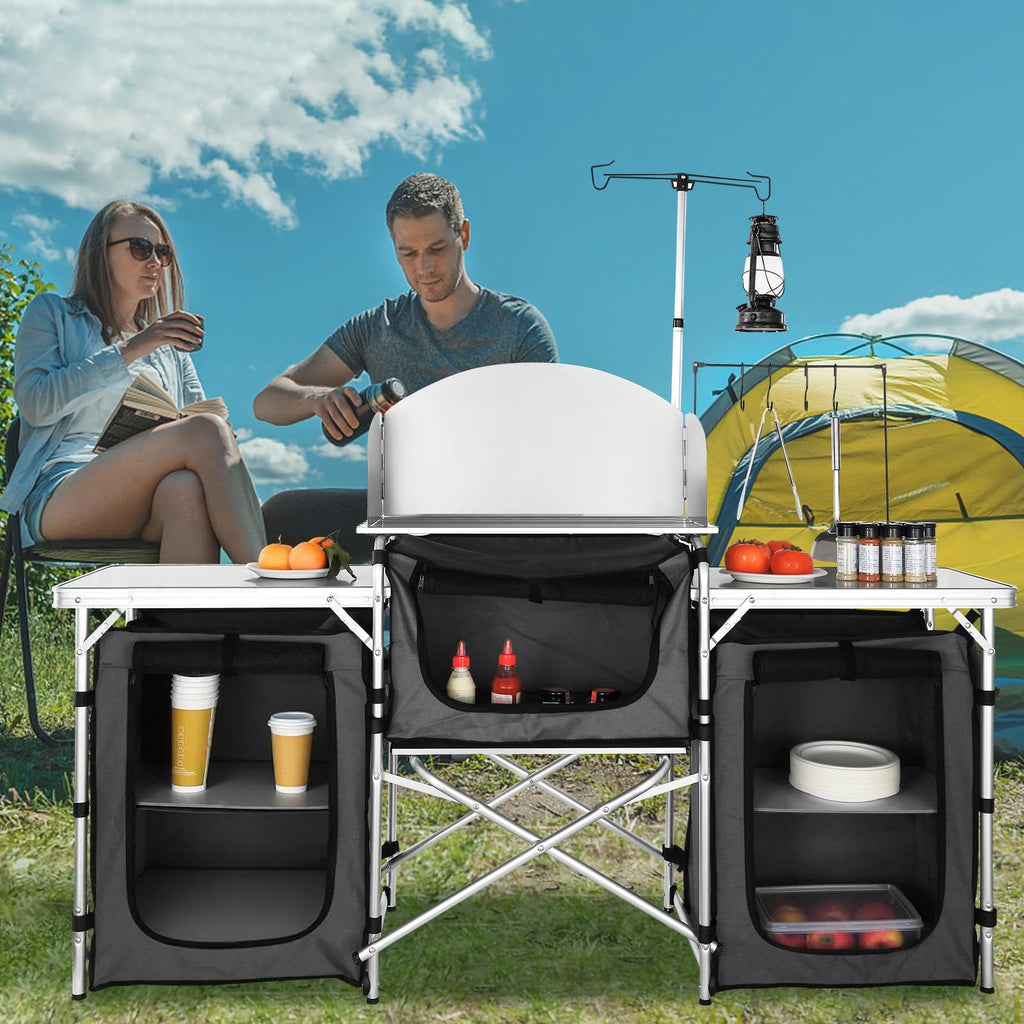 Folding Aluminum Camping Kitchen Table with Storage Bag G1554