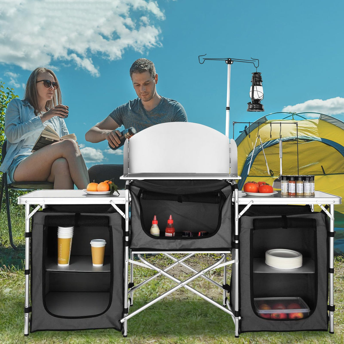 Folding Aluminum Camping Kitchen Table with Storage Bag G1554