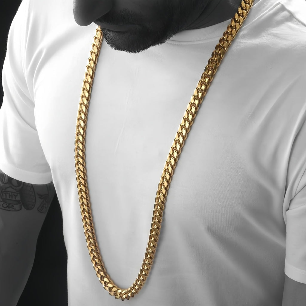 15mm 18k Gold Stainless Steel Cuban Link Chain E939