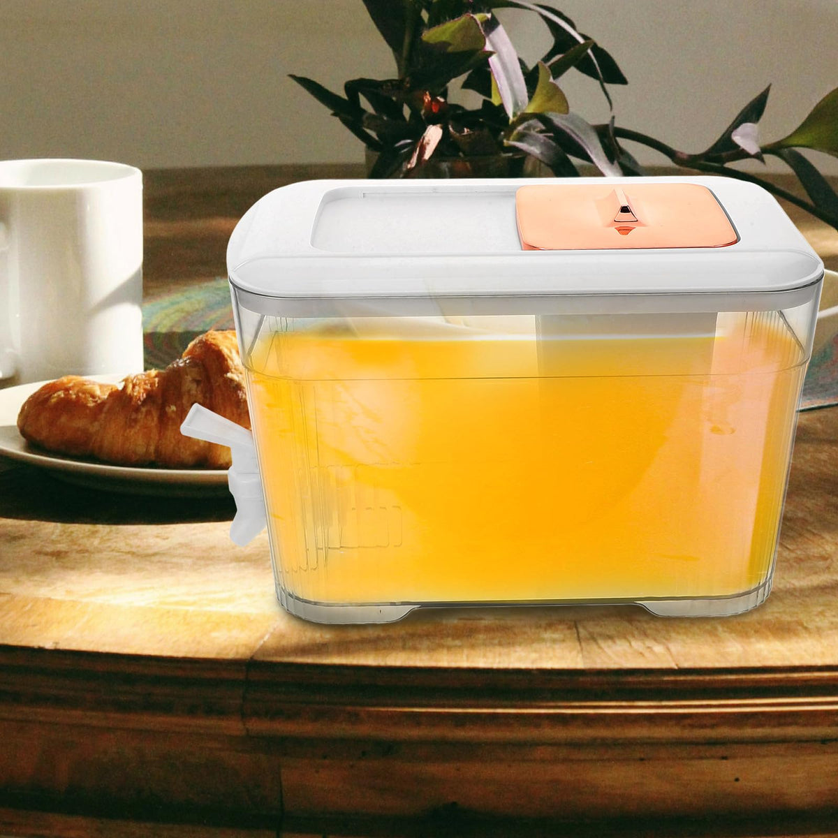 White Plastic Water Jug with Faucet and Lid K55880