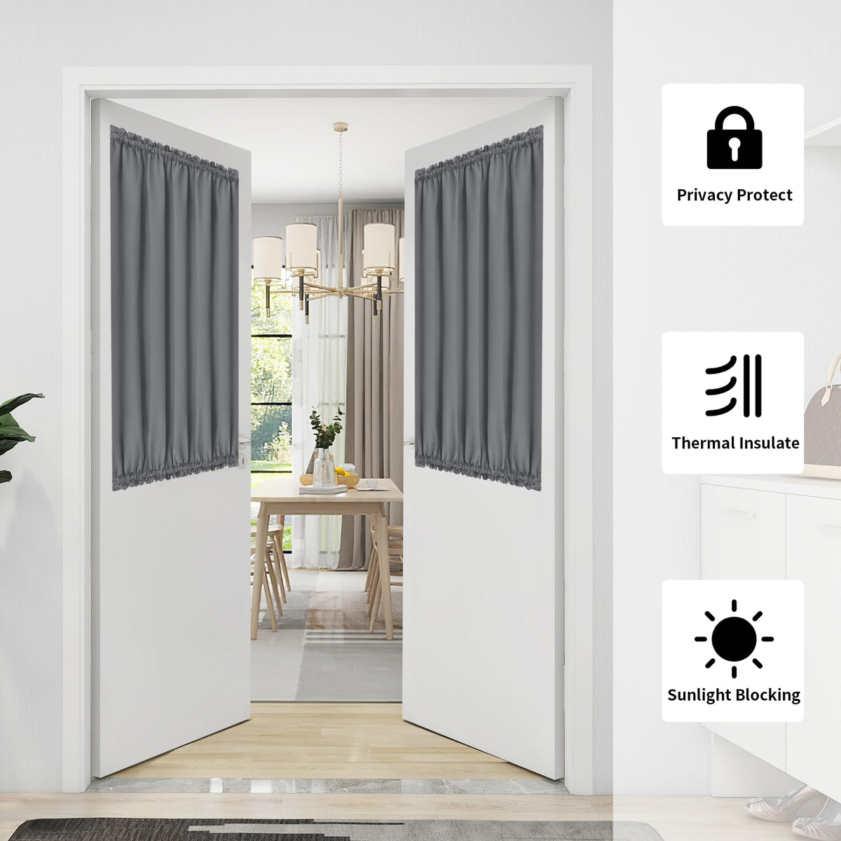 Blackout Door Curtains 1 Panel Gray A125166