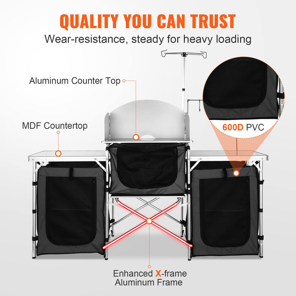 Folding Aluminum Camping Kitchen Table with Storage Bag G1554