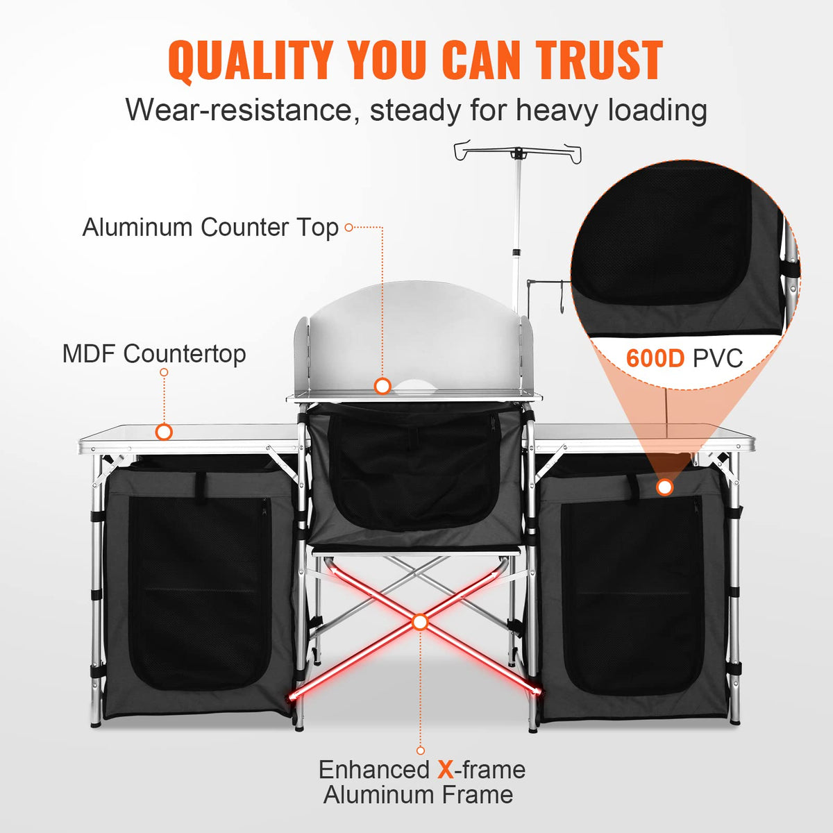 Folding Aluminum Camping Kitchen Table with Storage Bag G1554