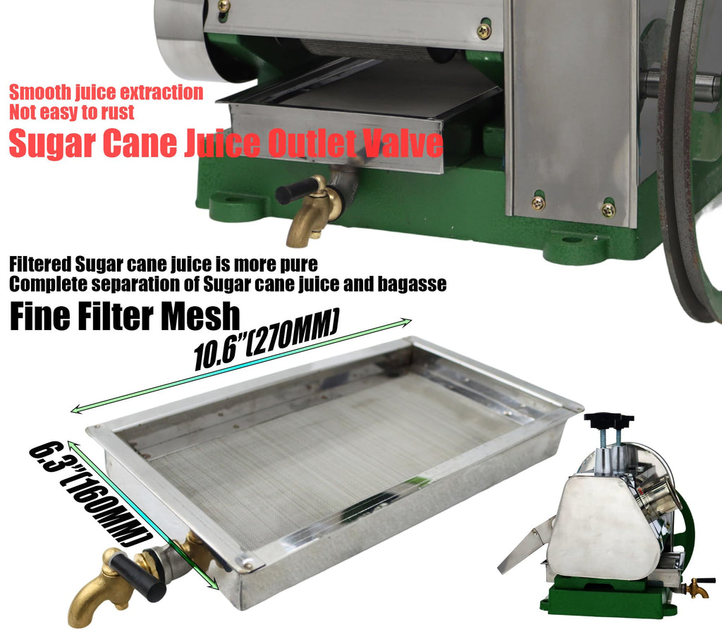 Manual Sugar Cane Juicer Machine with 2 Peeling Knives H761490