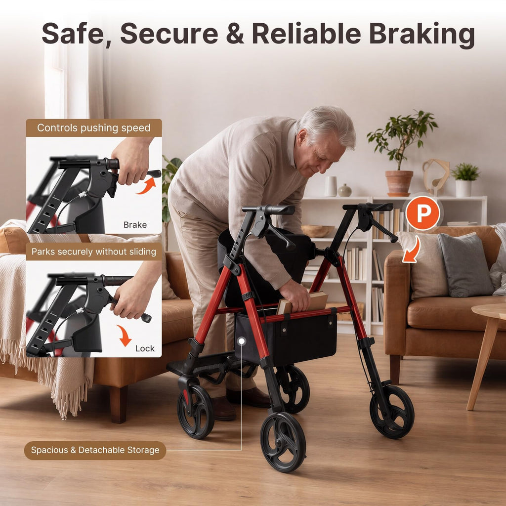 Lightweight Rollator Walkers Wheelchair Combo with Seat K6890