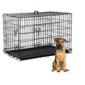 Large Double Door Folding Dog Crate with Divider and Tray E48211
