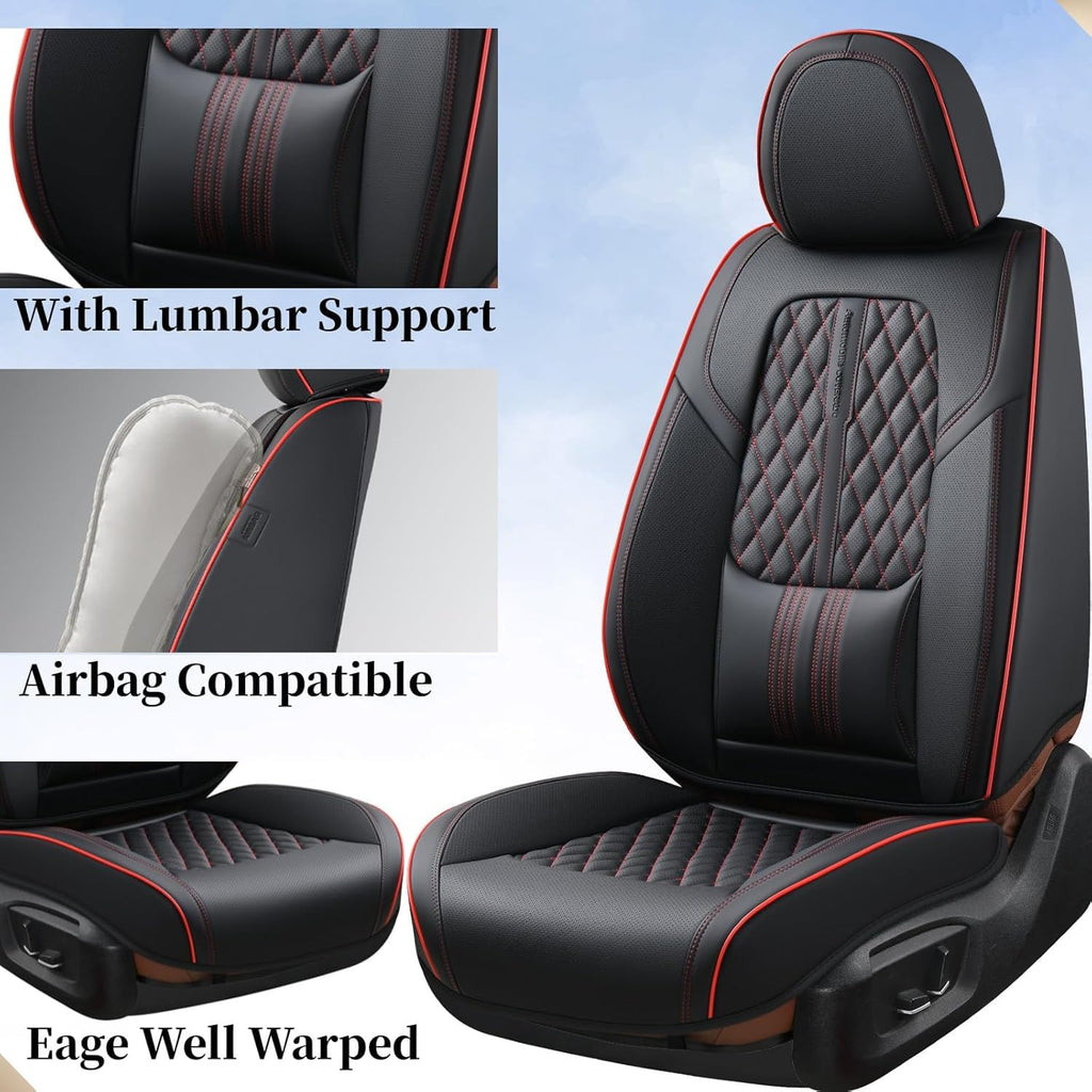 Black Nappa Leather Car Seat Covers Full Set Q6614
