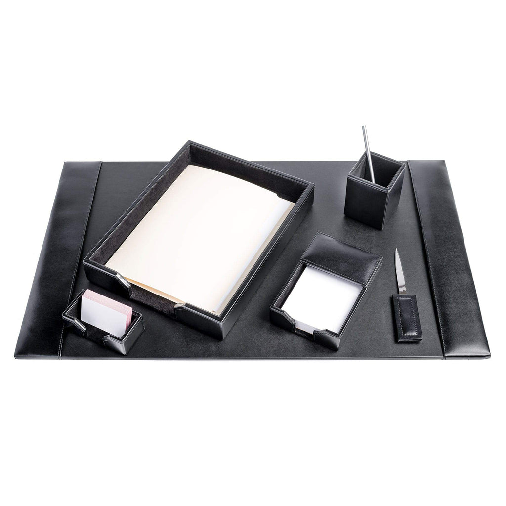 Black 6 Piece Bonded Leather Desk Set S768