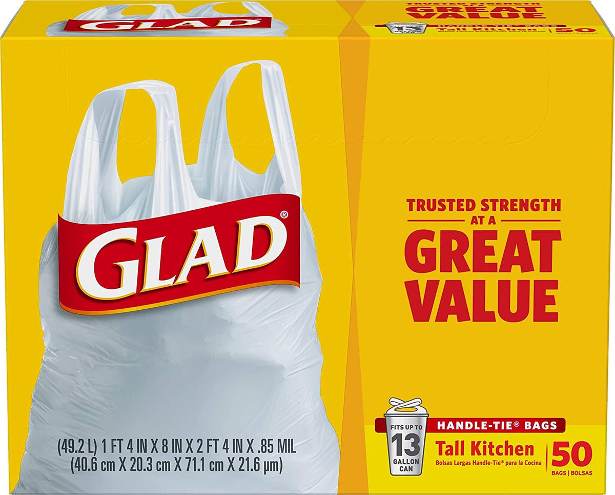 13 Gal. Tall Kitchen Handle-Tie Bags 50 ct Pack of 4 M802229