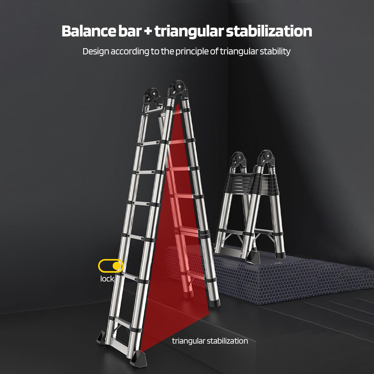 Telescoping Ladder with Locking Mechanism, Heavy Duty Aluminum 330 lbs I102075