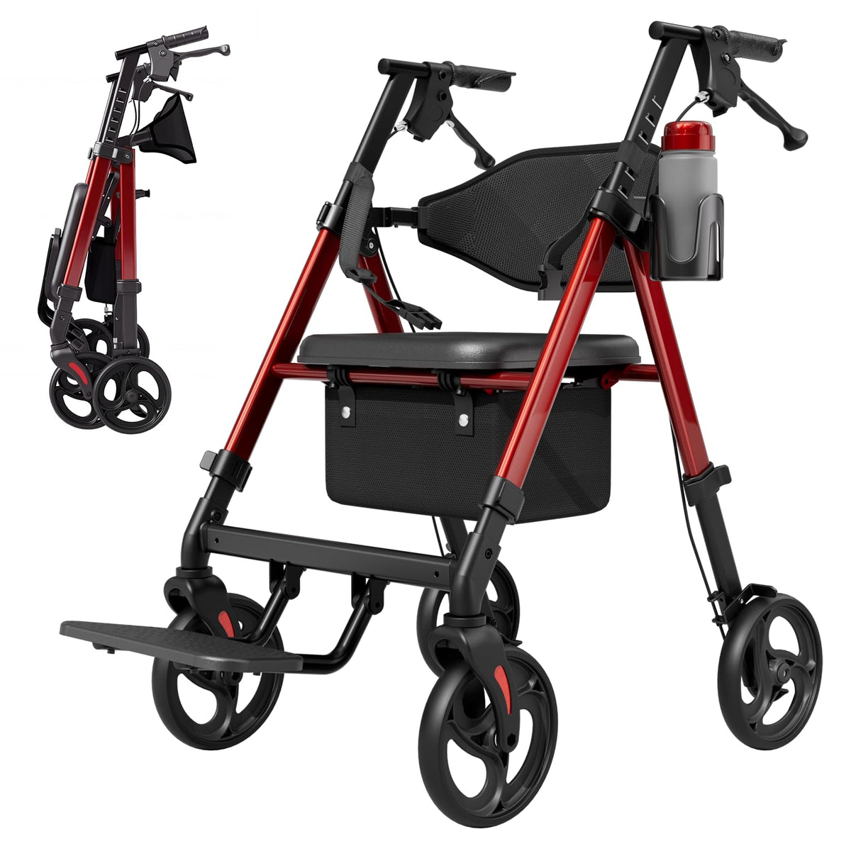 Lightweight Rollator Walkers Wheelchair Combo with Seat K6890