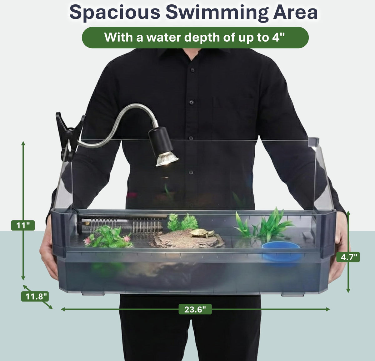 Black Turtle Tank Kit with Filter, UVB Lamp and Basking Platform S8735