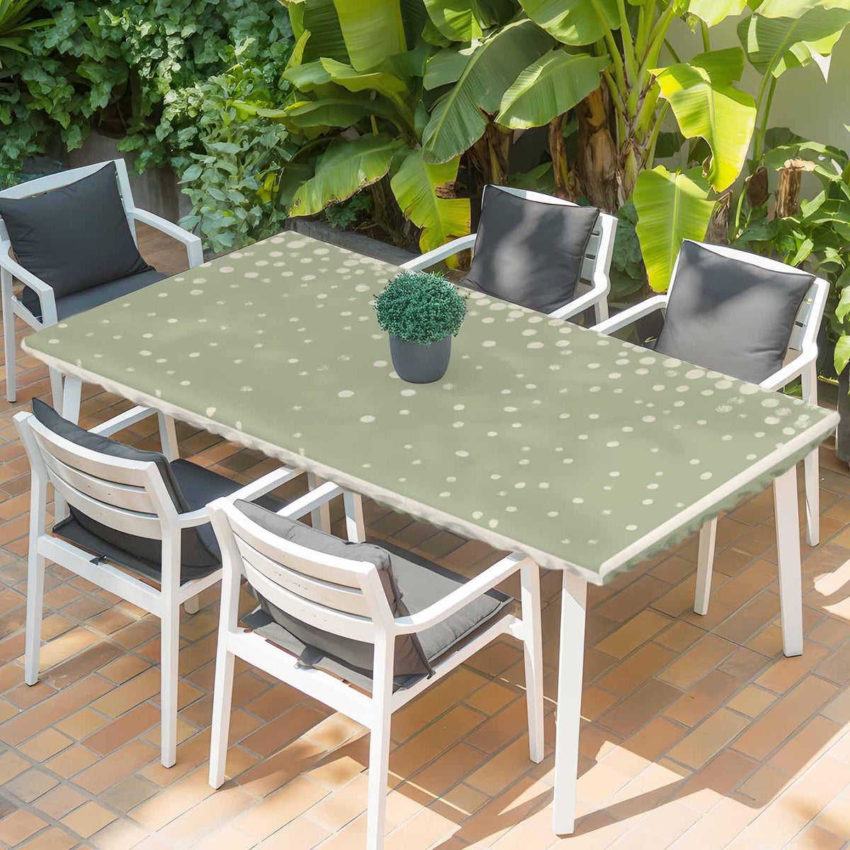Cream Speckle Fitted Rectangle Tablecloth 32" x 72" A472