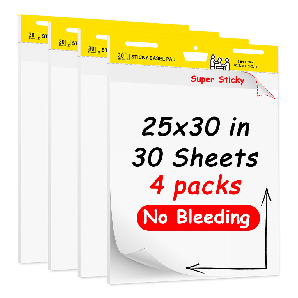 Self Stick Flip Chart Paper 25 in x 30 in 30 Sheets 4 Pad Pack White Z95951