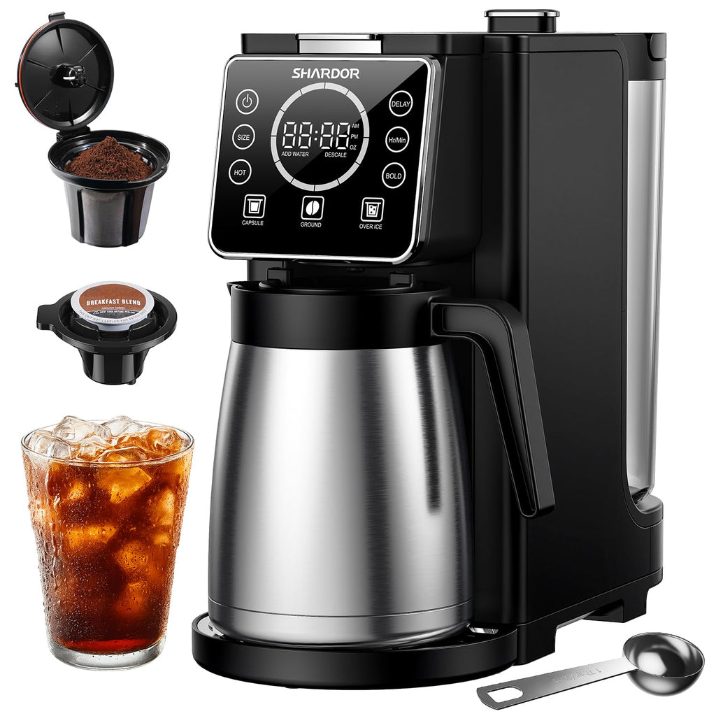 Single Serve Coffee Maker with Thermal Carafe, Matte Black U33786