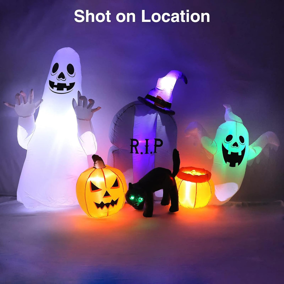 8FT Inflatable Ghost Cat Pumpkin J786