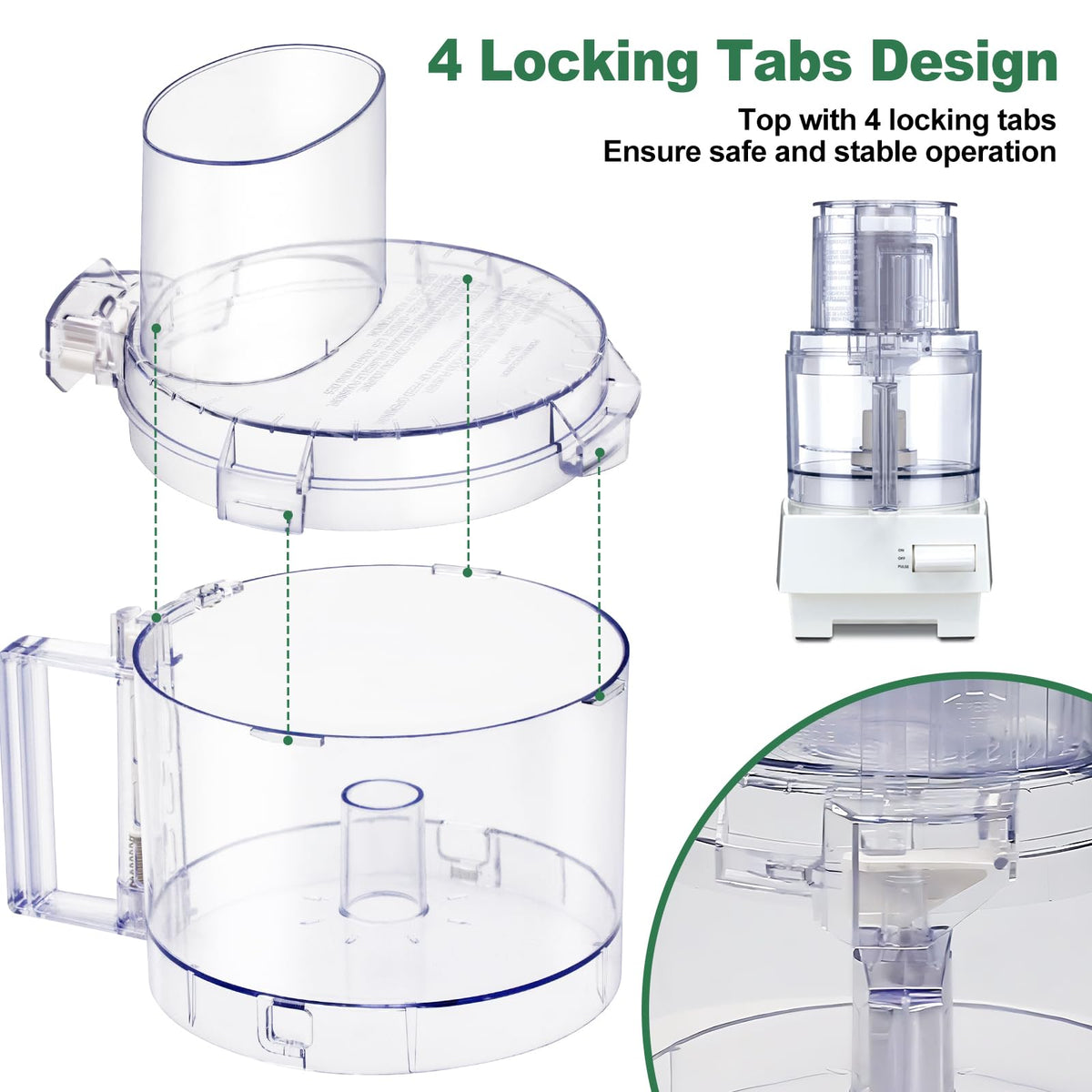 7-cup Food Processor Work Bowl with 4 Locking Tabs Z357274