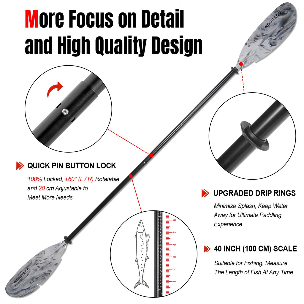 Adjustable Kayak Paddle with Leash I968