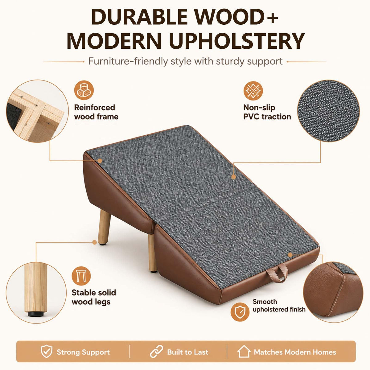 16" H Foldable Wooden Pet Stairs P903