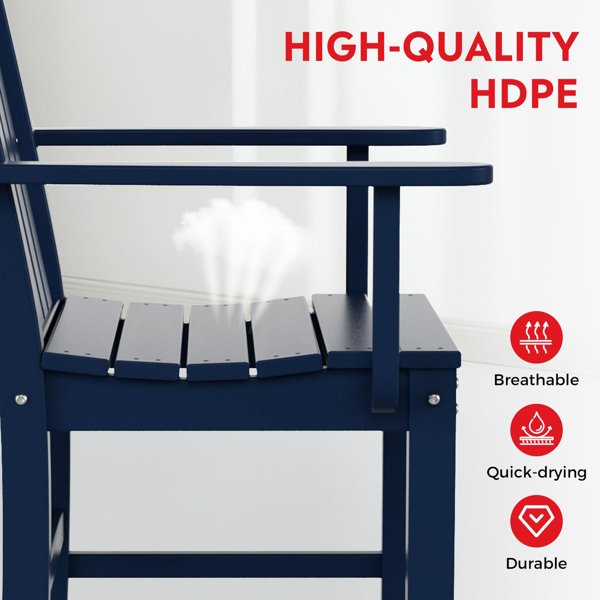 Navy Blue Plastic Outdoor Dining Chair with Arm W602