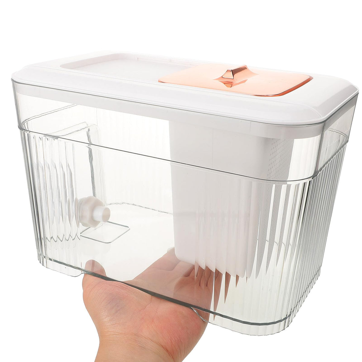 White Plastic Water Jug with Faucet and Lid K55880