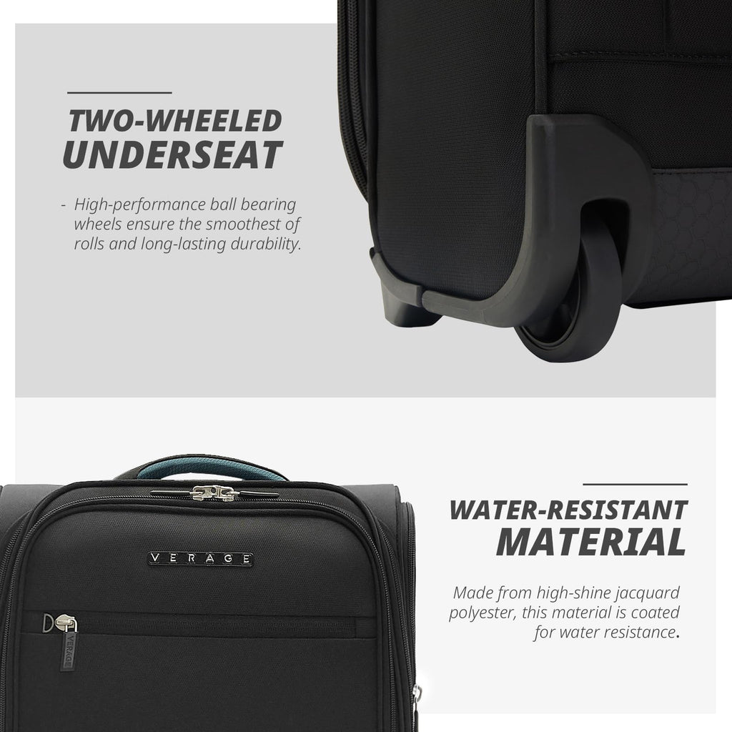 16-Inch Black Underseat Carry On Luggage with Wheels H430152