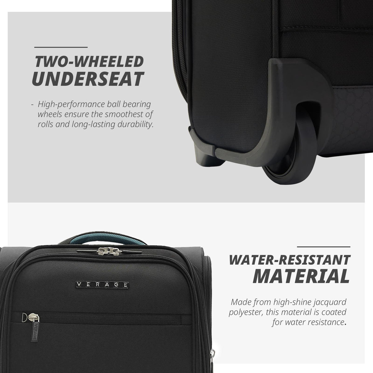 16-Inch Black Underseat Carry On Luggage with Wheels H430152