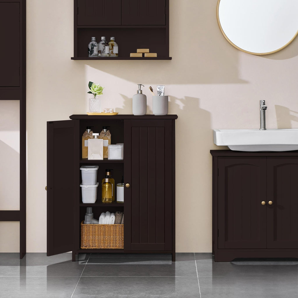 Small Espresso Bathroom Storage Cabinet with 2 Doors L50649
