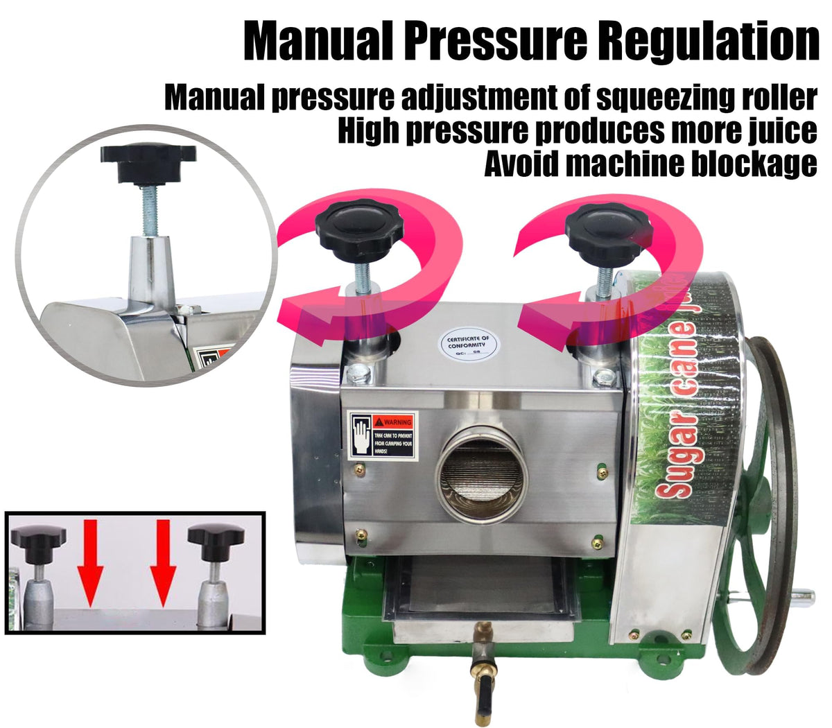 Manual Sugar Cane Juicer Machine with 2 Peeling Knives H761490