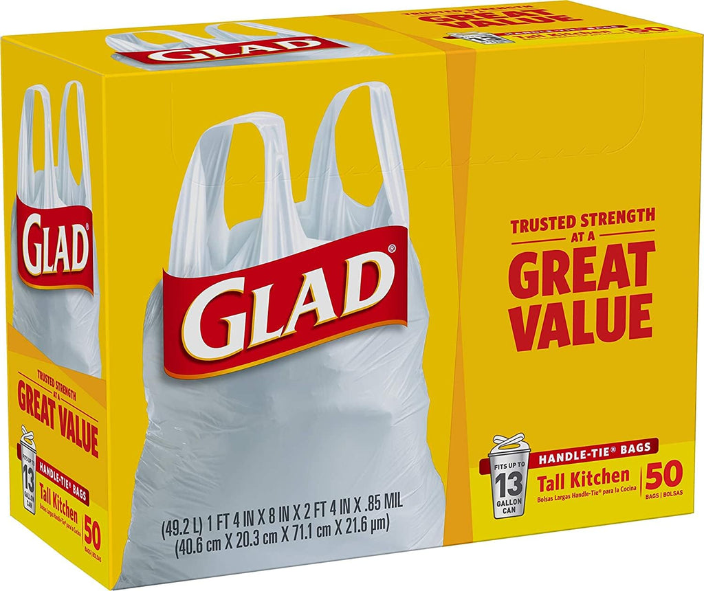13 Gal. Tall Kitchen Handle-Tie Bags 50 ct Pack of 4 M802229