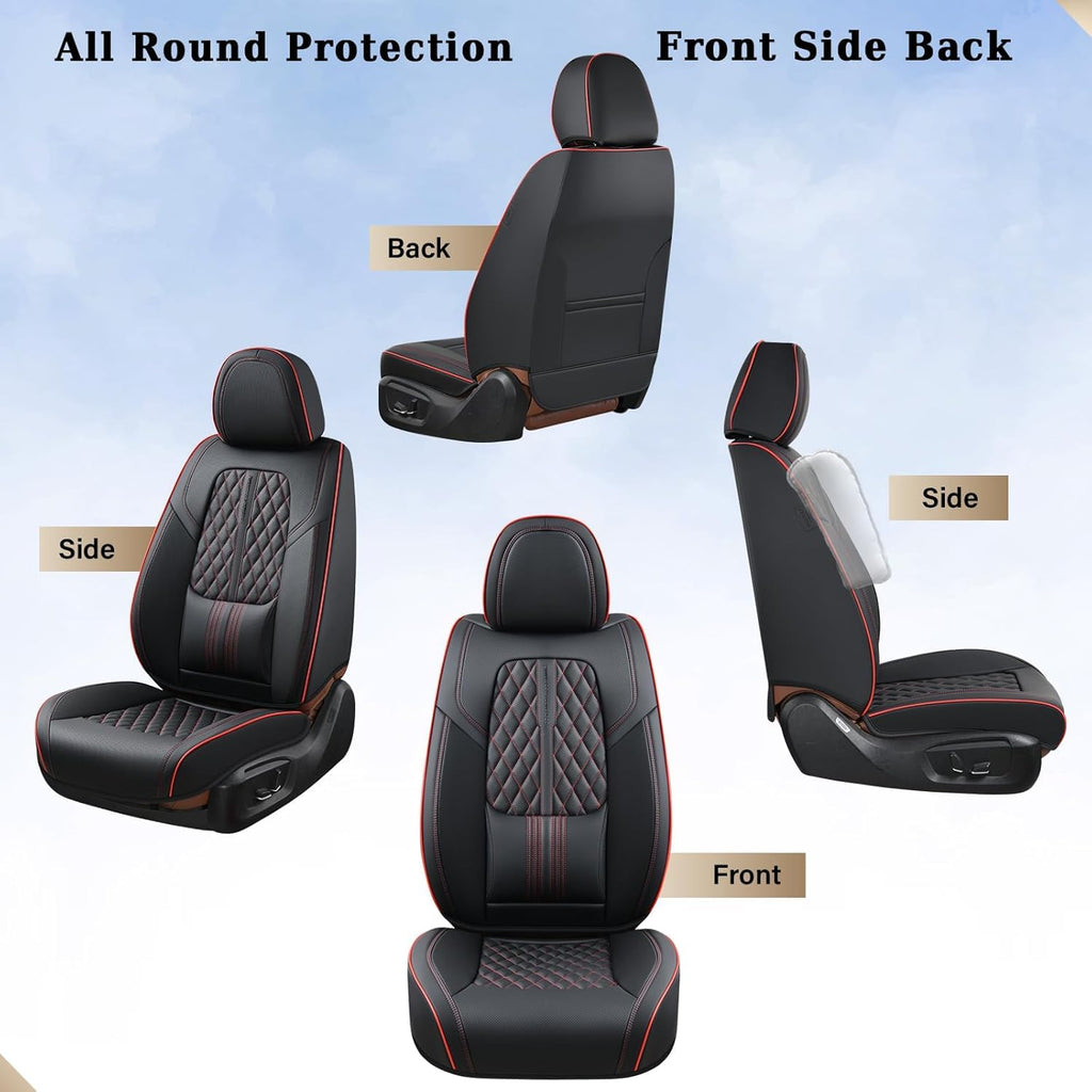 Black Nappa Leather Car Seat Covers Full Set Q6614