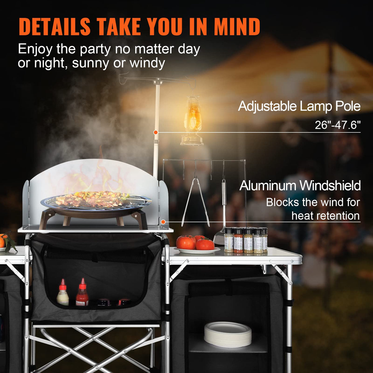 Folding Aluminum Camping Kitchen Table with Storage Bag G1554