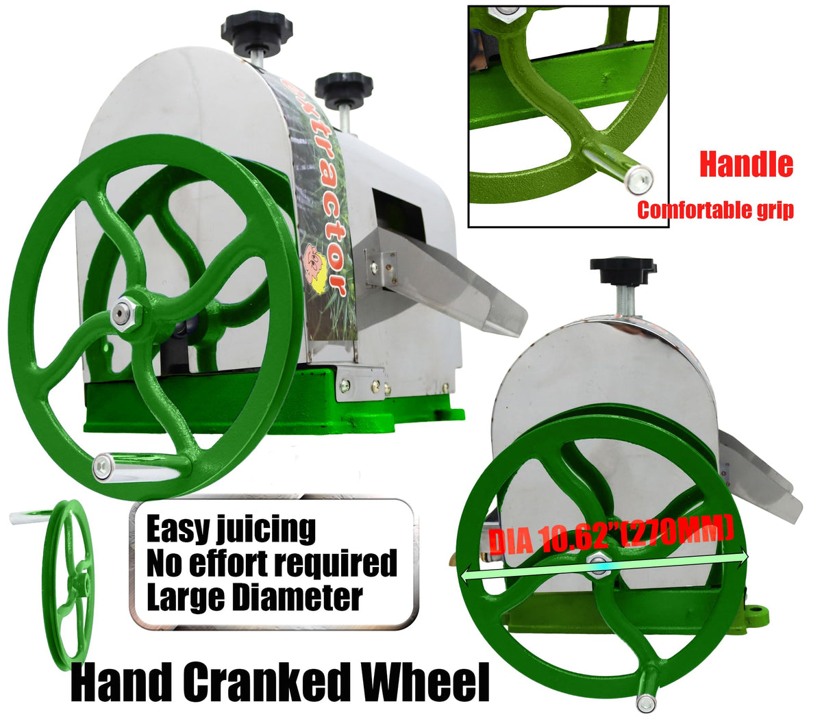 Manual Sugar Cane Juicer Machine with 2 Peeling Knives H761490