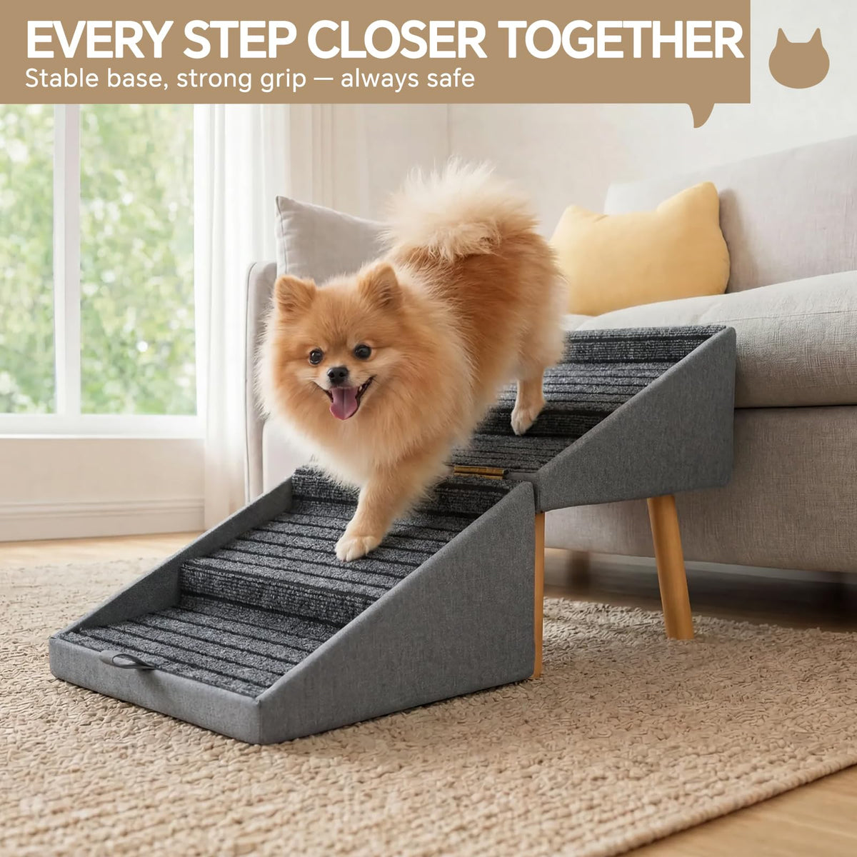2-in-1 Wooden Pet Stairs & Ottoman Q2212
