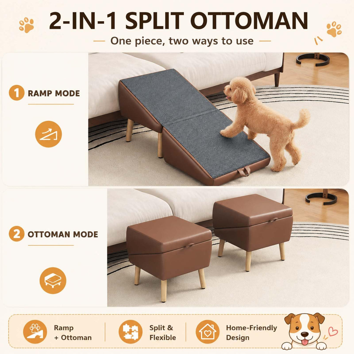 16" H Foldable Wooden Pet Stairs P903