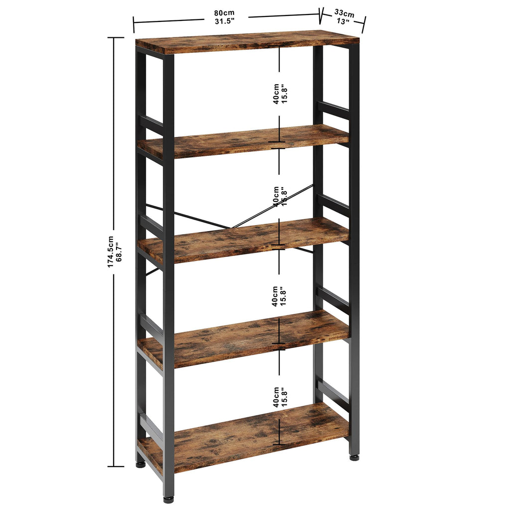 31.5" 5-Tier Industrial Bookshelf W65143