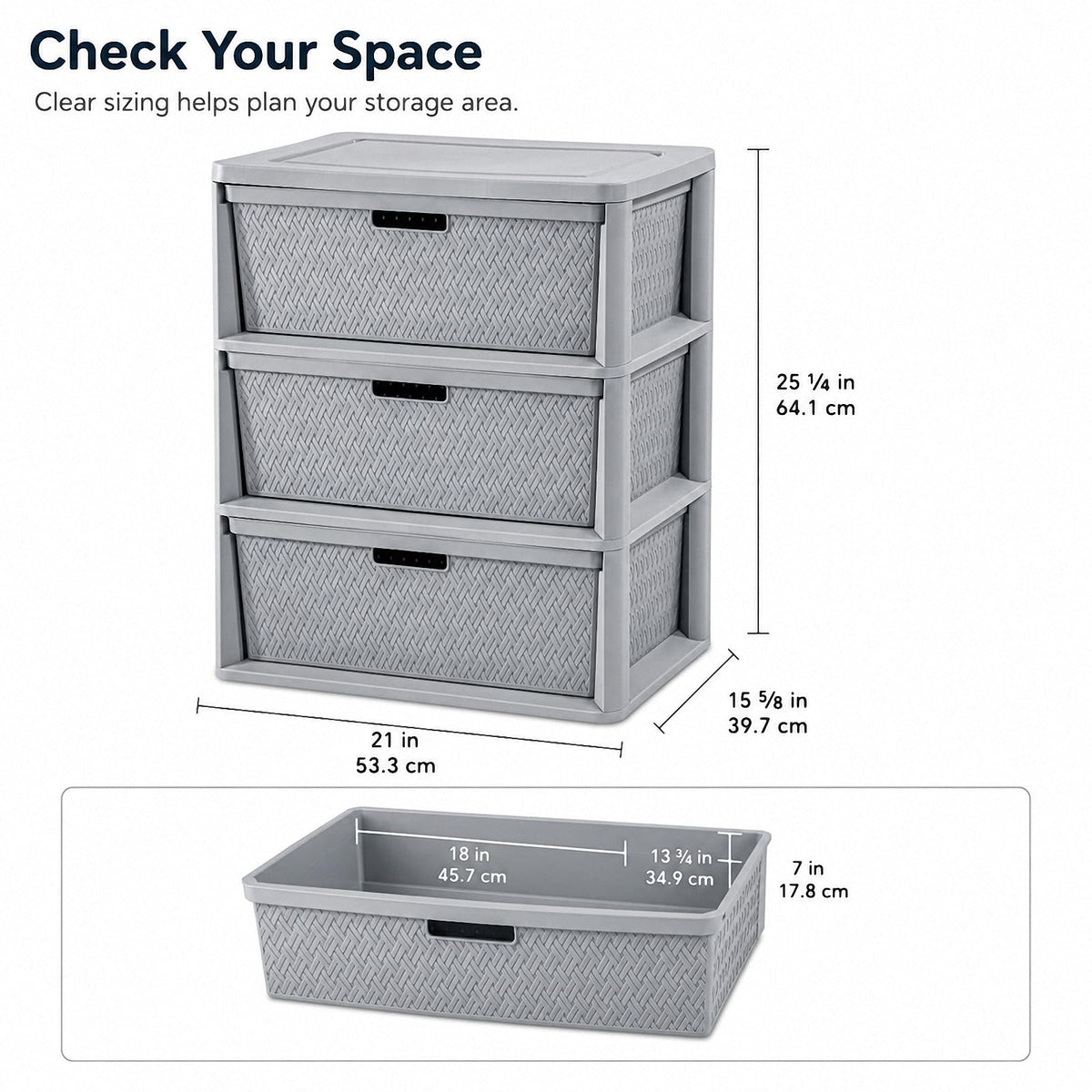3 Drawer Plastic Storage Organizer V43445