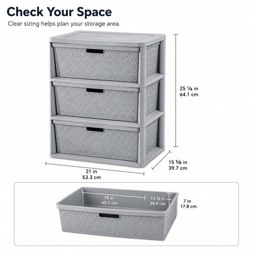 3 Drawer Plastic Storage Organizer V43445