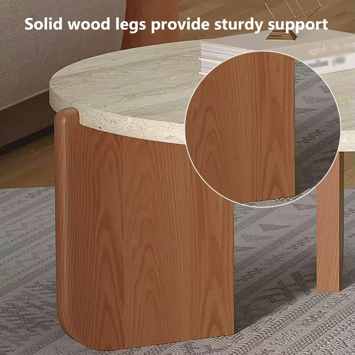 Solid Wood Stone Top Coffee Table D7891