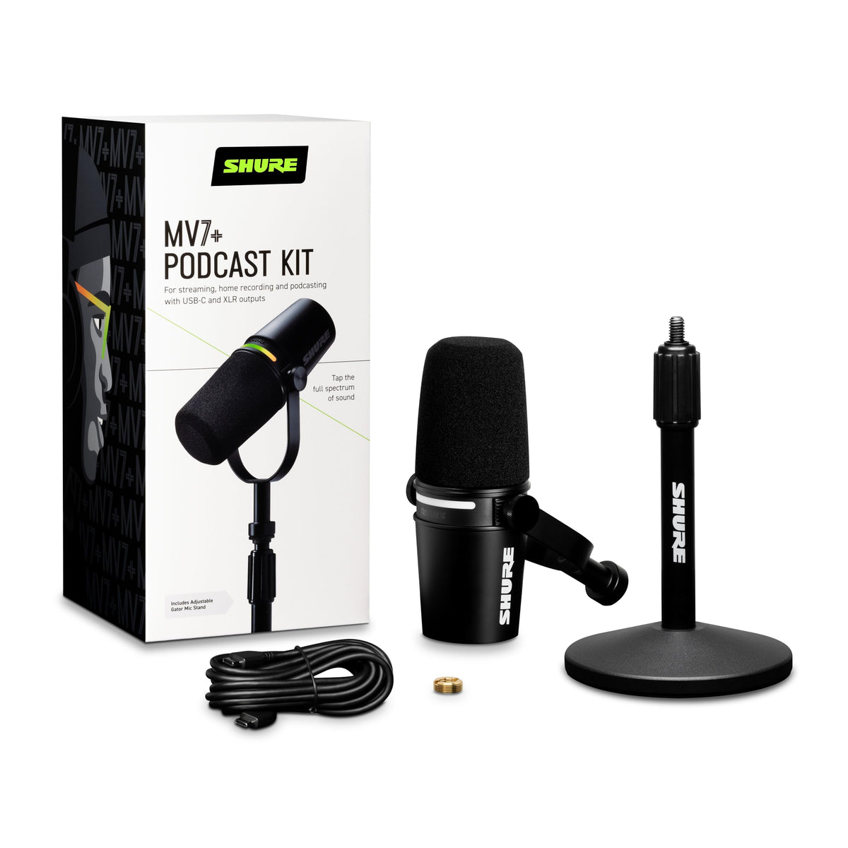 Black USB-C XLR Dynamic Podcast Mic with Stand I69593