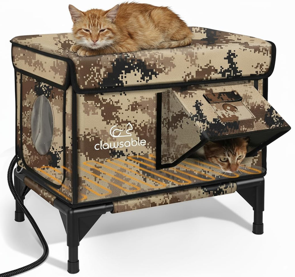 Heated Insulated Outdoor Cat Shelter with Escape Door T992